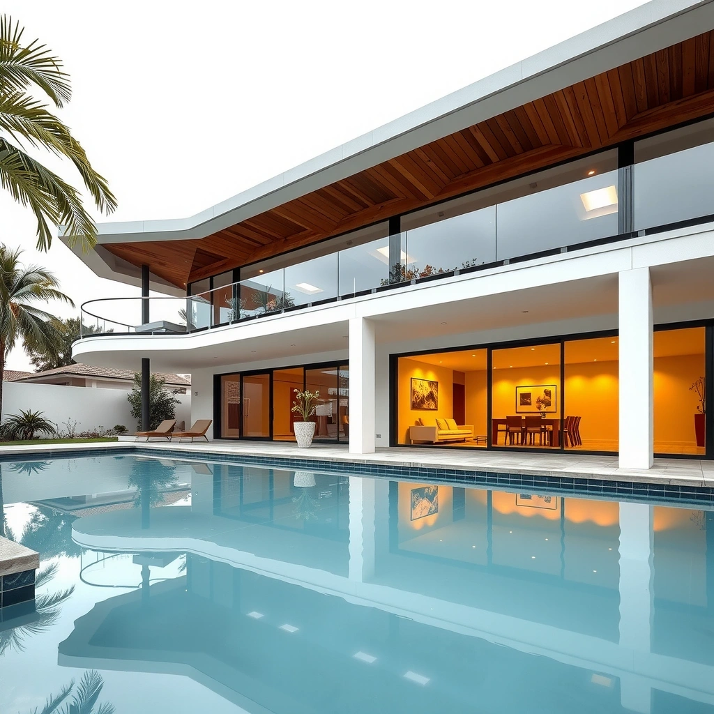 Modern luxury residential villa with swimming pool